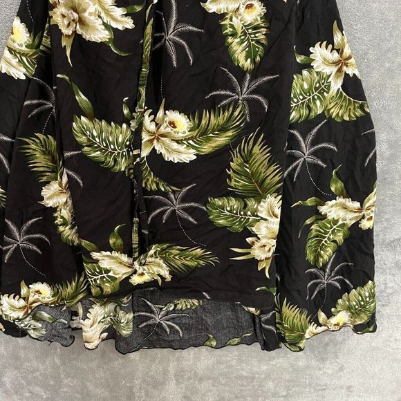 Sunny Island Hawaii Hawaiian Butterfly Dress Floral Palms Black Smocked Sz Med - Picture 4 of 9